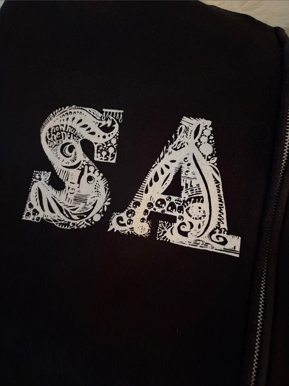 Black 'SAGE' Zip-Up Hoodie with White Graphic Letters 2007 - Picture 2 of 5
